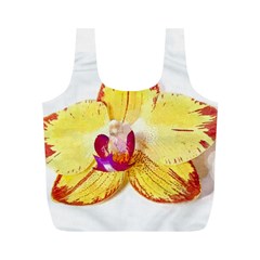 Phalaenopsis Yellow Flower, Floral Oil Painting Art Full Print Recycle Bags (m)  by picsaspassion