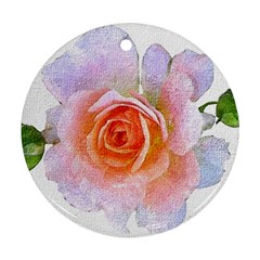 Pink Rose Flower, Floral Oil Painting Art Ornament (round) by picsaspassion