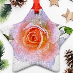 Pink Rose Flower, Floral Oil Painting Art Ornament (star) by picsaspassion