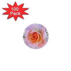 Pink Rose Flower, Floral Oil Painting Art 1  Mini Buttons (100 Pack)  by picsaspassion