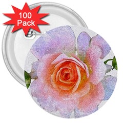 Pink Rose Flower, Floral Oil Painting Art 3  Buttons (100 Pack)  by picsaspassion