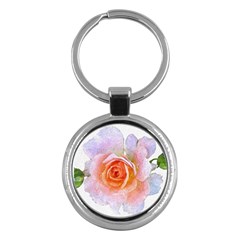 Pink Rose Flower, Floral Oil Painting Art Key Chains (round) 