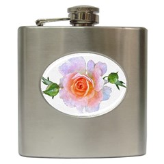 Pink Rose Flower, Floral Oil Painting Art Hip Flask (6 Oz) by picsaspassion