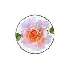 Pink Rose Flower, Floral Oil Painting Art Hat Clip Ball Marker by picsaspassion