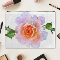 Pink Rose Flower, Floral Oil Painting Art Cosmetic Bag (xl) by picsaspassion