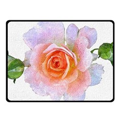 Pink Rose Flower, Floral Oil Painting Art Fleece Blanket (small)