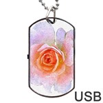 Pink Rose flower, floral oil painting art Dog Tag USB Flash (Two Sides) Front