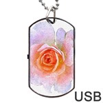 Pink Rose flower, floral oil painting art Dog Tag USB Flash (Two Sides) Back