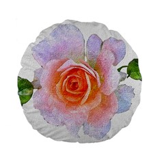 Pink Rose Flower, Floral Oil Painting Art Standard 15  Premium Flano Round Cushions by picsaspassion