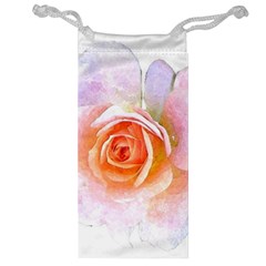 Pink Rose Flower, Floral Watercolor Aquarel Painting Art Jewelry Bag by picsaspassion