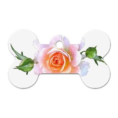 Pink Rose Flower, Floral Watercolor Aquarel Painting Art Dog Tag Bone (one Side) by picsaspassion