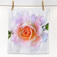 Pink Rose Flower, Floral Watercolor Aquarel Painting Art Face Towel by picsaspassion