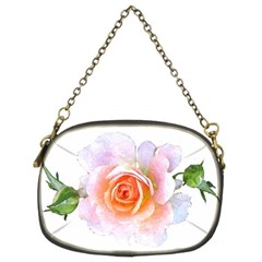 Pink Rose Flower, Floral Watercolor Aquarel Painting Art Chain Purses (two Sides)  by picsaspassion