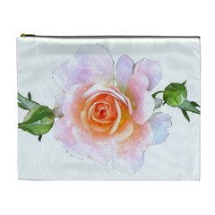 Pink Rose Flower, Floral Watercolor Aquarel Painting Art Cosmetic Bag (xl) by picsaspassion