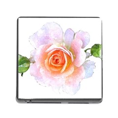 Pink Rose Flower, Floral Watercolor Aquarel Painting Art Memory Card Reader (square) by picsaspassion