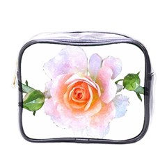 Pink Rose Flower, Floral Watercolor Aquarel Painting Art Mini Toiletries Bags by picsaspassion