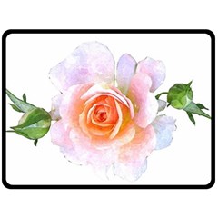 Pink Rose Flower, Floral Watercolor Aquarel Painting Art Fleece Blanket (large)  by picsaspassion