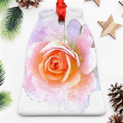 Pink Rose Flower, Floral Watercolor Aquarel Painting Art Ornament (bell) by picsaspassion