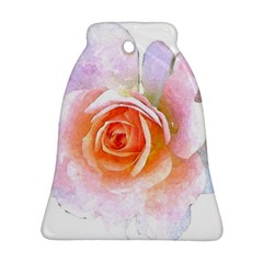 Pink Rose Flower, Floral Watercolor Aquarel Painting Art Bell Ornament (two Sides)