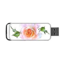 Pink Rose Flower, Floral Watercolor Aquarel Painting Art Portable Usb Flash (two Sides) by picsaspassion