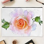 Pink Rose flower, floral watercolor aquarel painting art Cosmetic Bag (XXXL)  Front