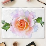 Pink Rose flower, floral watercolor aquarel painting art Cosmetic Bag (XXXL)  Back