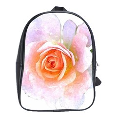 Pink Rose Flower, Floral Watercolor Aquarel Painting Art School Bag (xl) by picsaspassion