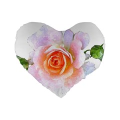 Pink Rose Flower, Floral Watercolor Aquarel Painting Art Standard 16  Premium Heart Shape Cushions by picsaspassion