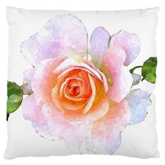 Pink Rose Flower, Floral Watercolor Aquarel Painting Art Large Flano Cushion Case (two Sides) by picsaspassion