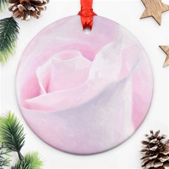 Rose Pink Flower, Floral Aquarel - Watercolor Painting Art Ornament (round) by picsaspassion