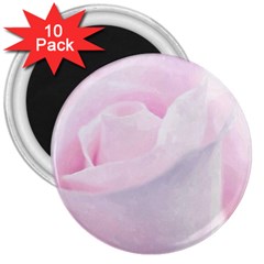 Rose Pink Flower, Floral Aquarel - Watercolor Painting Art 3  Magnets (10 Pack)  by picsaspassion