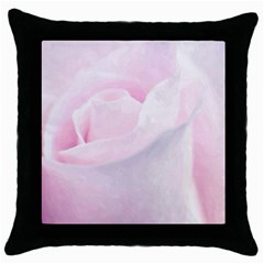 Rose Pink Flower, Floral Aquarel - Watercolor Painting Art Throw Pillow Case (black) by picsaspassion