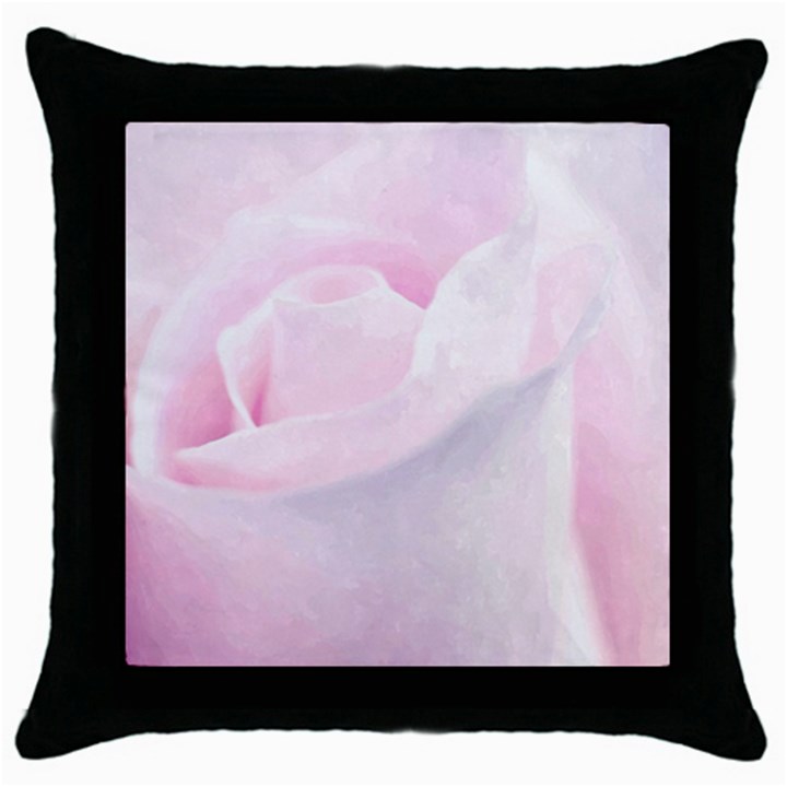 Rose pink flower, floral Aquarel - watercolor painting art Throw Pillow Case (Black)