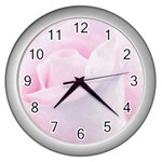 Rose pink flower, floral Aquarel - watercolor painting art Wall Clocks (Silver)  Front