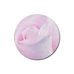 Rose Pink Flower, Floral Aquarel - Watercolor Painting Art Rubber Round Coaster (4 Pack)  by picsaspassion