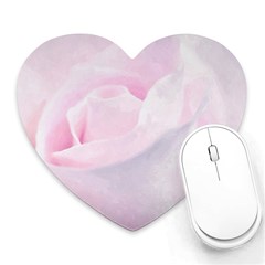 Rose Pink Flower, Floral Aquarel - Watercolor Painting Art Heart Mousepads by picsaspassion