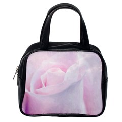 Rose Pink Flower, Floral Aquarel - Watercolor Painting Art Classic Handbags (one Side) by picsaspassion