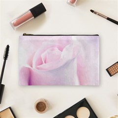 Rose Pink Flower, Floral Aquarel - Watercolor Painting Art Cosmetic Bag (medium)  by picsaspassion