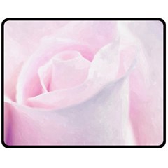 Rose Pink Flower, Floral Aquarel - Watercolor Painting Art Fleece Blanket (medium)  by picsaspassion