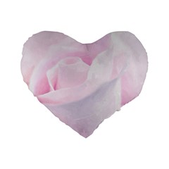 Rose Pink Flower, Floral Aquarel - Watercolor Painting Art Standard 16  Premium Heart Shape Cushions by picsaspassion