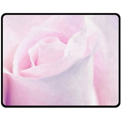 Rose Pink Flower, Floral Aquarel - Watercolor Painting Art Double Sided Fleece Blanket (medium)  by picsaspassion