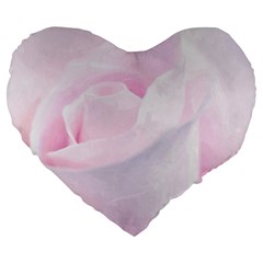 Rose Pink Flower, Floral Aquarel - Watercolor Painting Art Large 19  Premium Flano Heart Shape Cushions by picsaspassion