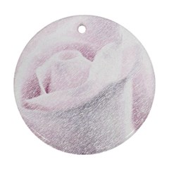 Rose Pink Flower  Floral Pencil Drawing Art Ornament (round) by picsaspassion