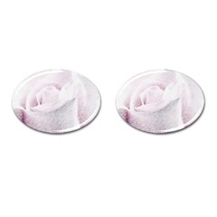 Rose Pink Flower  Floral Pencil Drawing Art Cufflinks (oval)