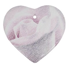 Rose Pink Flower  Floral Pencil Drawing Art Heart Ornament (two Sides) by picsaspassion