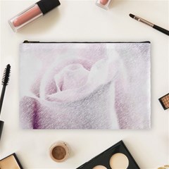 Rose Pink Flower  Floral Pencil Drawing Art Cosmetic Bag (large)  by picsaspassion