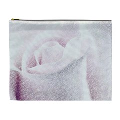 Rose Pink Flower  Floral Pencil Drawing Art Cosmetic Bag (xl) by picsaspassion