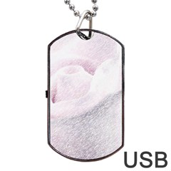 Rose Pink Flower  Floral Pencil Drawing Art Dog Tag Usb Flash (one Side) by picsaspassion