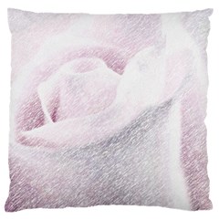 Rose Pink Flower  Floral Pencil Drawing Art Large Cushion Case (one Side) by picsaspassion