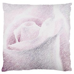 Rose Pink Flower  Floral Pencil Drawing Art Large Flano Cushion Case (one Side) by picsaspassion